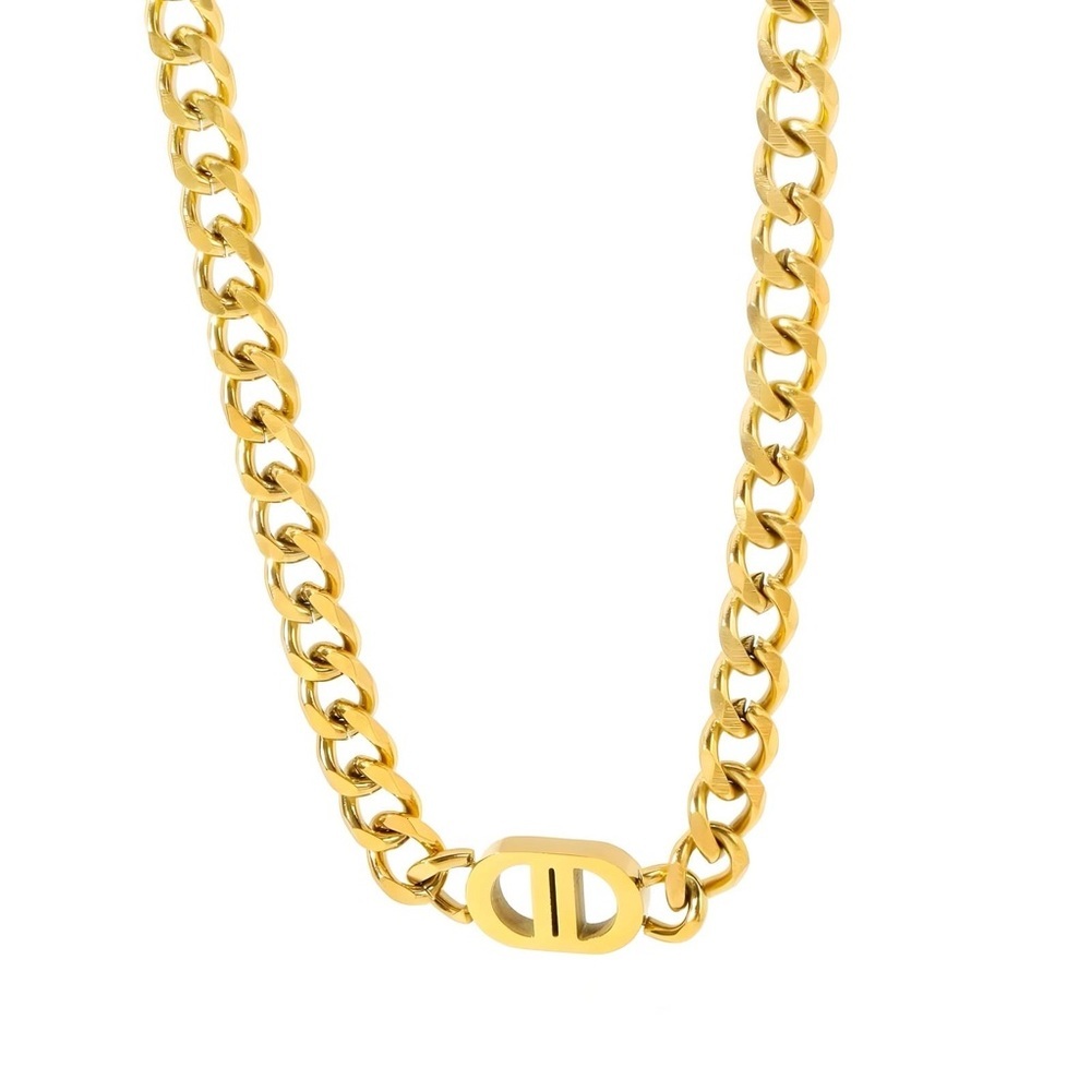 Gold Cuban Link Chain Necklace with Designer Clasp - Picture 3 of 3